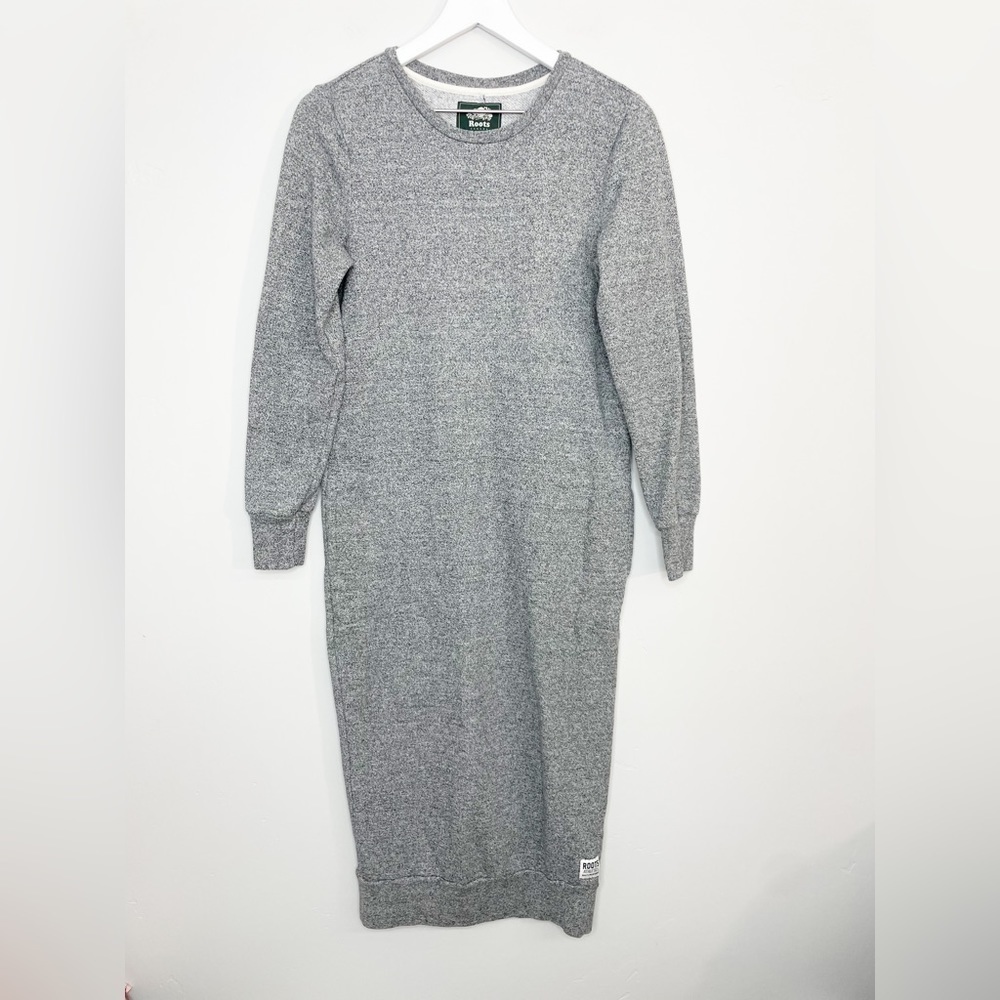 ROOTS Canada Maxi Sweatshirt Dress Long Sleeve Heather Gray XS